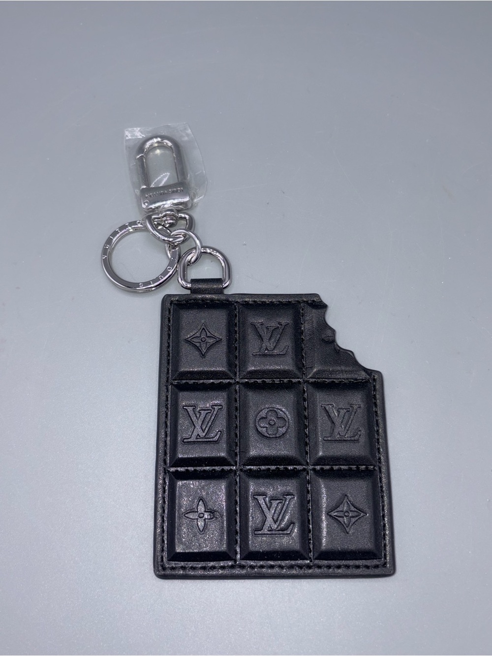 Louis Vuitton LV Chocolate Bar Key Holder and Bag Charm black leather